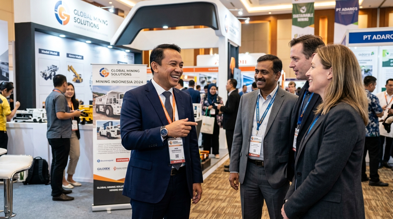 Mining industry leaders and executives networking in Jakarta exhibition